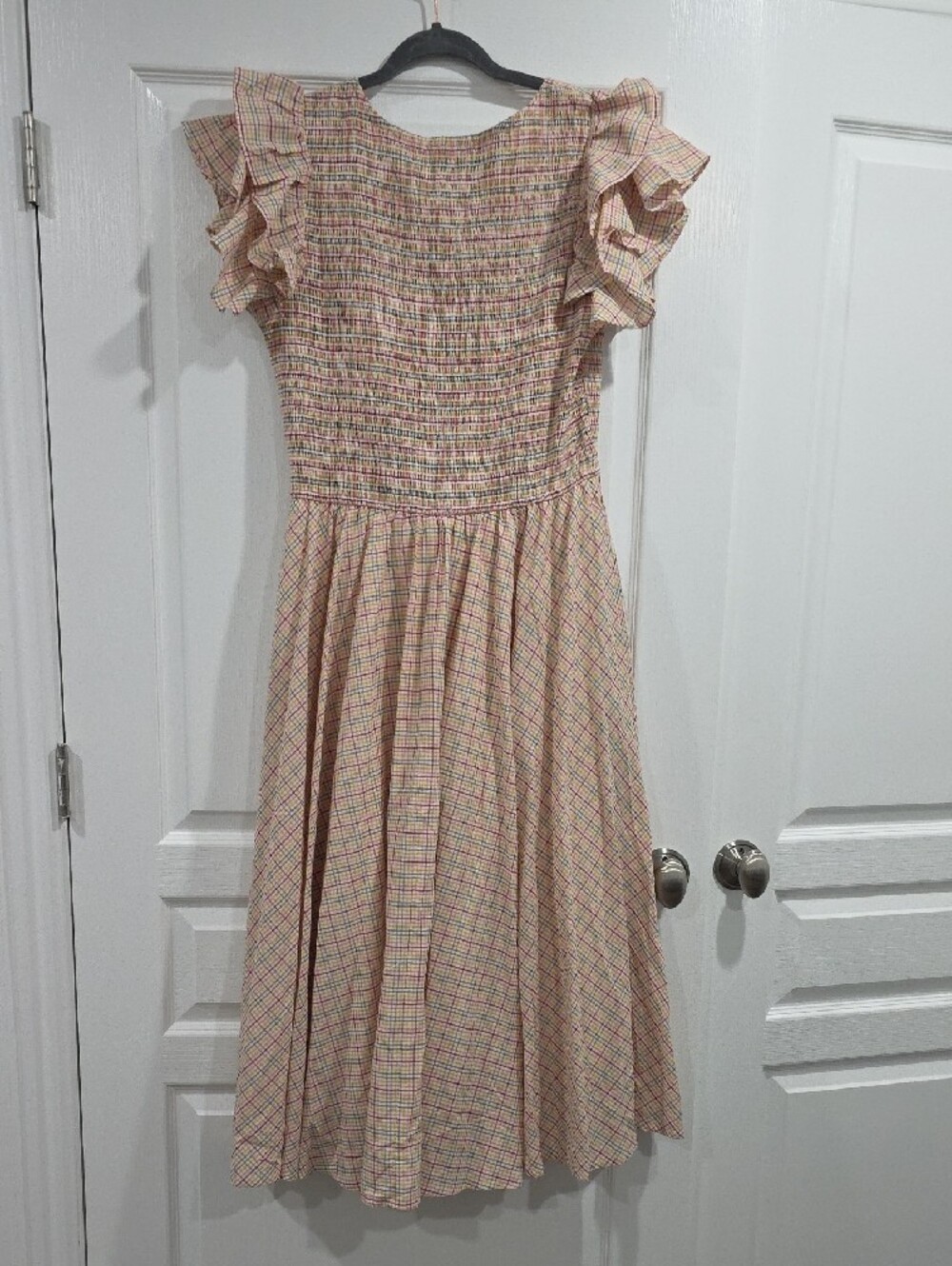 Ivy City Co Pink Plaid Ruffle-Sleeve Maxi Dress - Picture 3 of 3